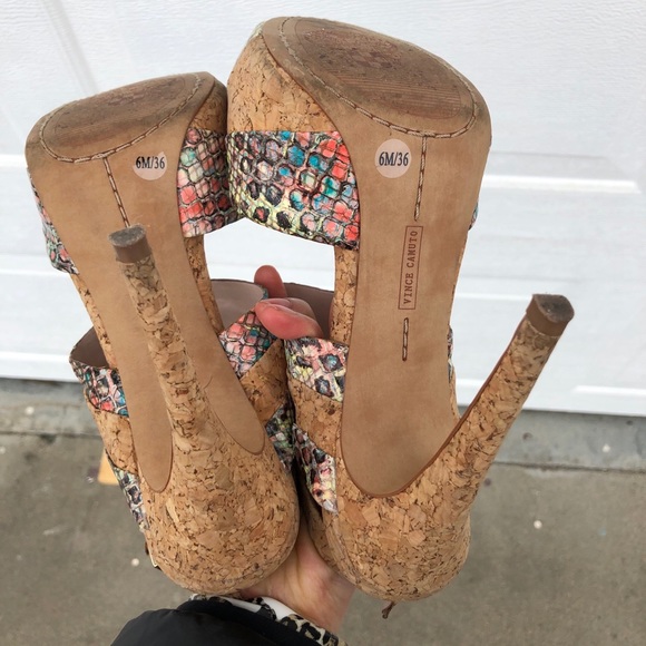 Vince Camuto Multicolor Python Cork Heel Sandals 6 - Picture 10 of 12